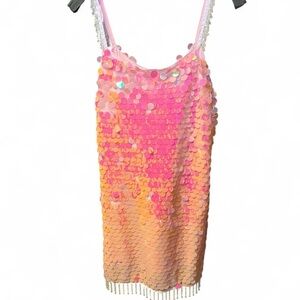 Pink and Orange Sequin Dress